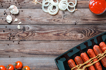 Image showing Sausage roasted on the grill.