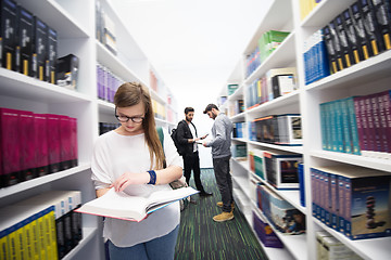 Image showing students group  in school  library