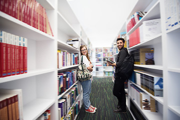 Image showing students group  in school  library