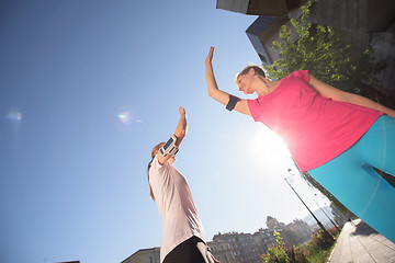 Image showing congratulate and happy to finish morning workout