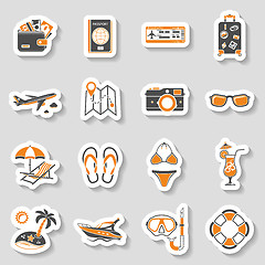 Image showing Vacation and Tourism Icons Sticker Set