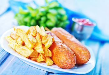 Image showing corndogs