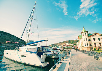 Image showing Boats and yachts in port