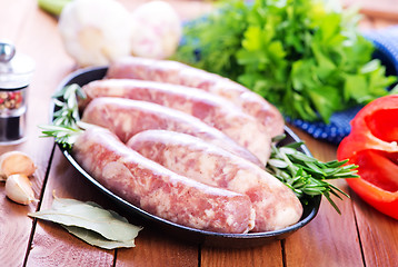 Image showing raw sausages