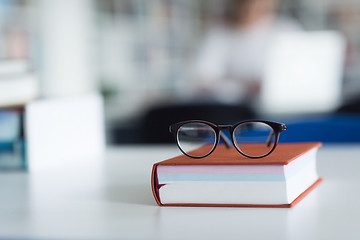 Image showing female student study in school library