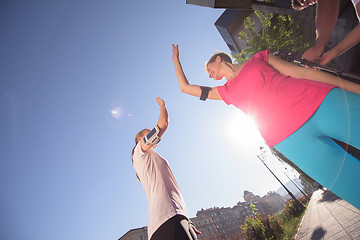 Image showing congratulate and happy to finish morning workout