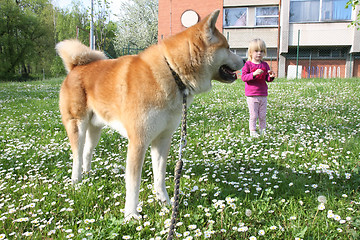 Image showing Young girl and dog