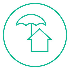 Image showing House under umbrella line icon.