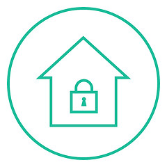 Image showing House with closed lock line icon.