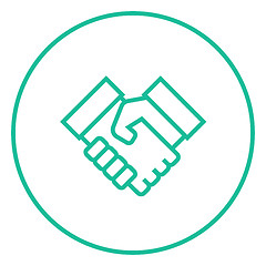 Image showing Handshake and successful real estate transaction line icon.