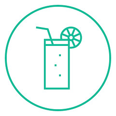 Image showing Glass with drinking straw line icon.