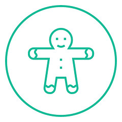 Image showing Gingerbread man line icon.