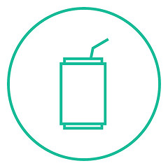 Image showing Soda can with drinking straw line icon.