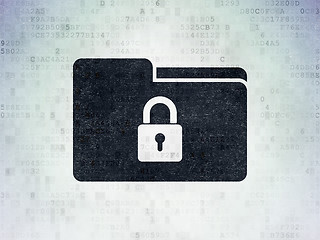 Image showing Business concept: Folder With Lock on Digital Data Paper background