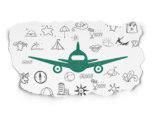 Image showing Tourism concept: Aircraft on Torn Paper background