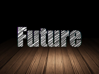 Image showing Timeline concept: Future in grunge dark room