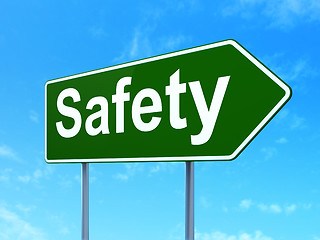 Image showing Protection concept: Safety on road sign background