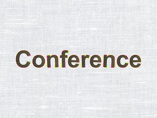 Image showing Business concept: Conference on fabric texture background