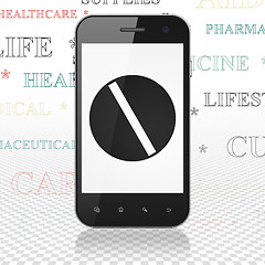 Image showing Health concept: Smartphone with Pill on display