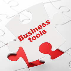 Image showing Business concept: Business Tools on puzzle background