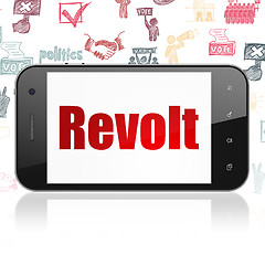 Image showing Politics concept: Smartphone with Revolt on display