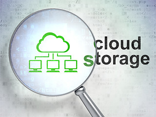 Image showing Cloud networking concept: Cloud Network and Cloud Storage with optical glass