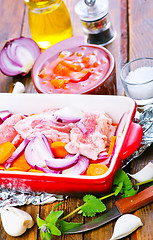 Image showing raw meat with vegetables