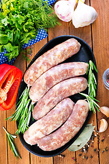 Image showing raw sausages