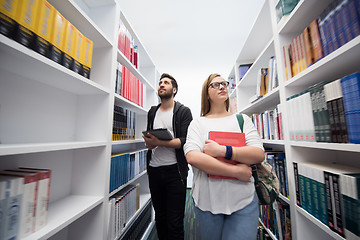 Image showing students group  in school  library