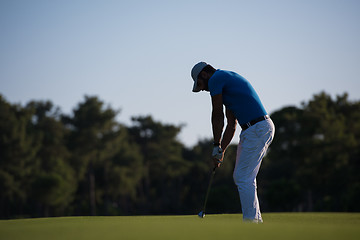 Image showing golfer hitting long shot