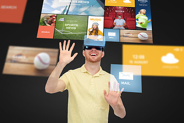 Image showing happy man in virtual reality headset or 3d glasses