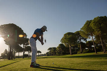 Image showing golf player hitting shot