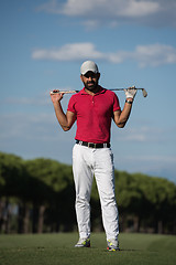 Image showing handsome middle eastern golf player portrait at course