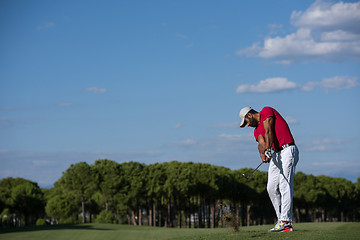 Image showing golf player hitting long shot