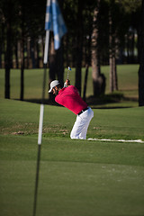 Image showing golfer hitting a sand bunker shot