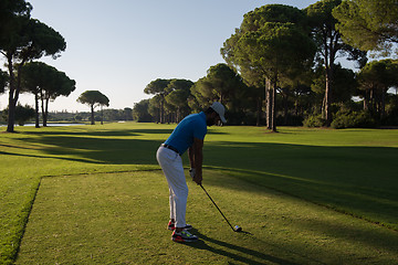 Image showing golf player hitting shot