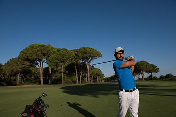 Image showing golf player hitting shot