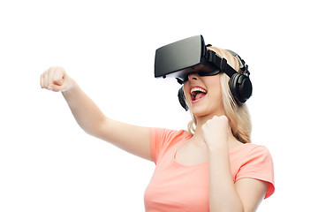 Image showing woman in virtual reality headset or 3d glasses