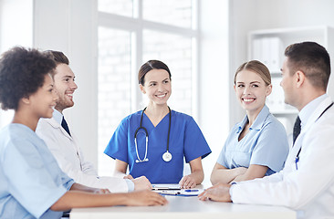 Image showing group of happy doctors meeting at hospital office