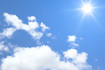 Image showing blue sky sun and clouds background