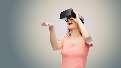 Image showing woman in virtual reality headset or 3d glasses