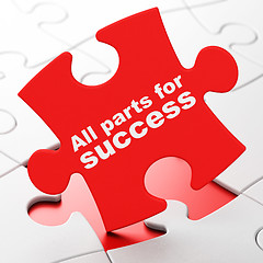 Image showing Business concept: All parts for Success on puzzle background