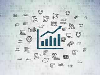 Image showing News concept: Growth Graph on Digital Data Paper background
