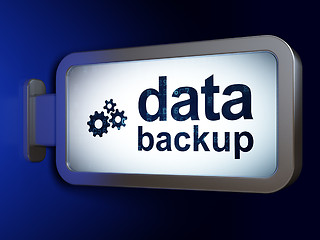 Image showing Data concept: Data Backup and Gears on billboard background