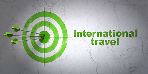 Image showing Travel concept: target and International Travel on wall background
