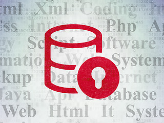 Image showing Database concept: Database With Lock on Digital Data Paper background