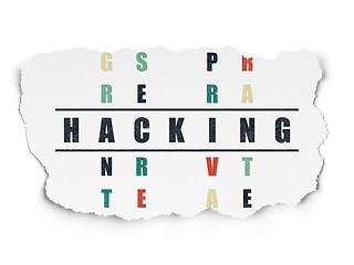 Image showing Protection concept: Hacking in Crossword Puzzle