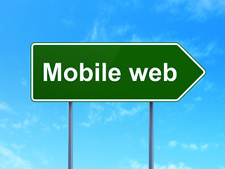 Image showing Web development concept: Mobile Web on road sign background