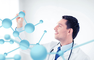 Image showing young doctor with molecules