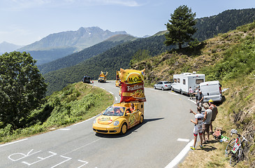 Image showing Mc Cain Caravan in Pyrenees Mountains - Tour de France 2015